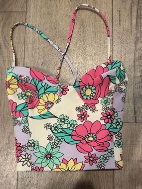 NWOT Zara: Floral Sweetheart Crop Top, Floral Tie Up back . Size M ( US )